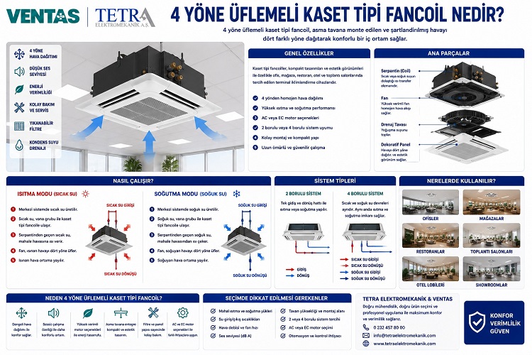 4 Yöne Üflemeli Kaset Tipi Fancoil Nedir? | VENTAS