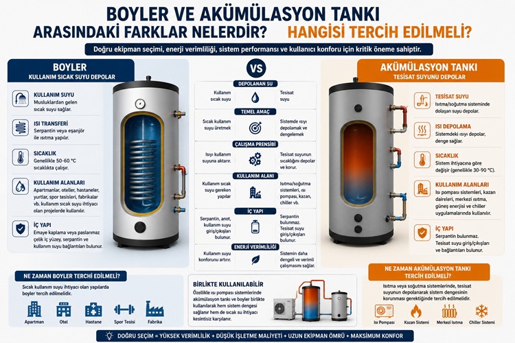 Boyler ve Akümülasyon Tankı Arasındaki Farklar Nelerdir? Hangisi Tercih Edilmeli?