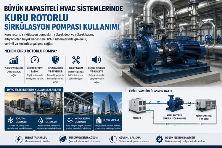 Büyük Kapasiteli HVAC Sistemlerinde Kuru Rotorlu Sirkülasyon Pompası Kullanımı