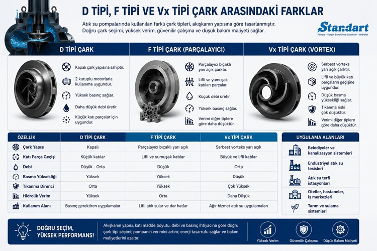 D Tipi, F Tipi ve Vx Tipi Çark Arasındaki Farklar Nelerdir?