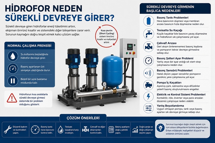 Hidrofor Neden Sürekli Devreye Girer? En Yaygın Nedenler ve Kalıcı Çözüm Yöntemleri