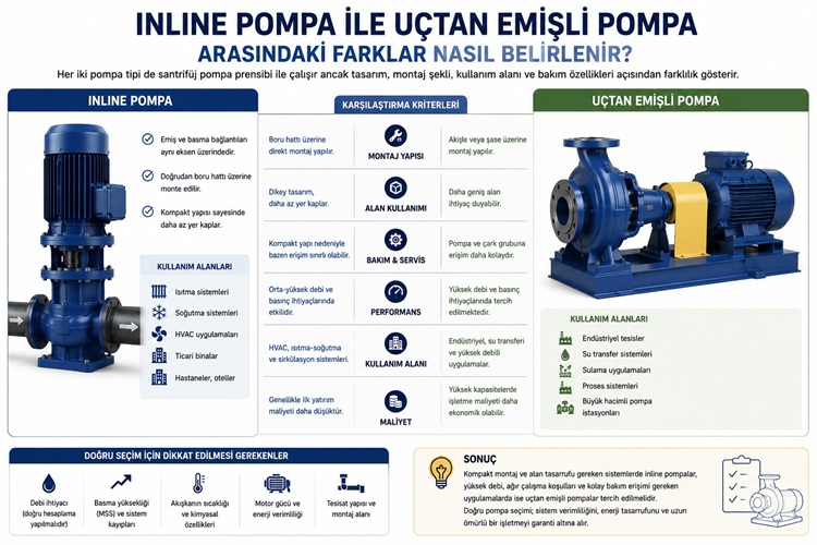 Inline Pompa ile Uçtan Emişli Pompa Arasındaki Farklar Nasıl Belirlenir?