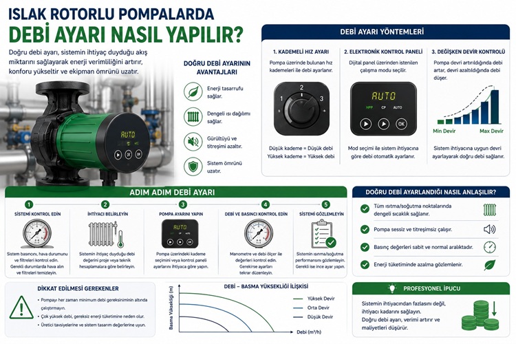 Islak Rotorlu Pompalarda Debi Ayarı Nasıl Yapılır?