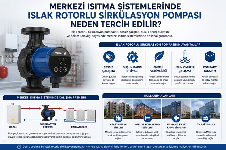 Merkezi Isıtma Sistemlerinde Islak Rotorlu Sirkülasyon Pompası Neden Tercih Edilir?