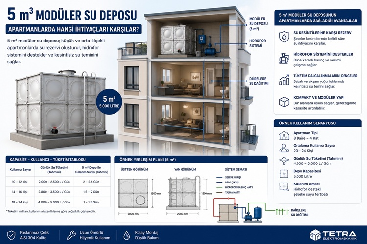 5 m³ Modüler Su Deposu Apartmanlarda Hangi İhtiyaçları Karşılar?