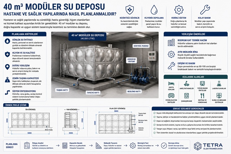 40 m³ Modüler Su Deposu Hastane ve Sağlık Yapılarında Nasıl Planlanmalıdır?