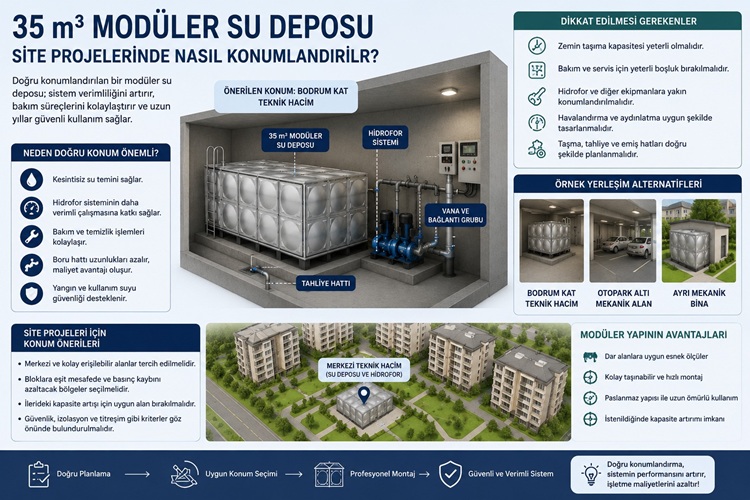 35 m³ Modüler Su Deposu Site Projelerinde Nasıl Konumlandırılır?