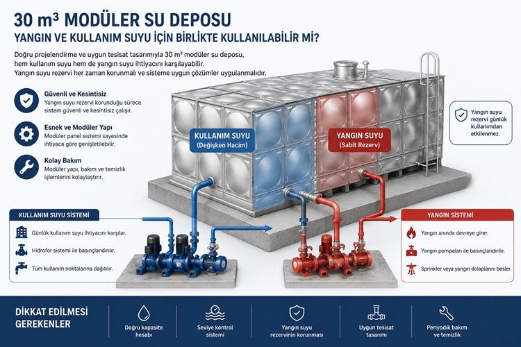 30 m³ Modüler Su Deposu Yangın ve Kullanım Suyu İçin Birlikte Kullanılabilir mi?