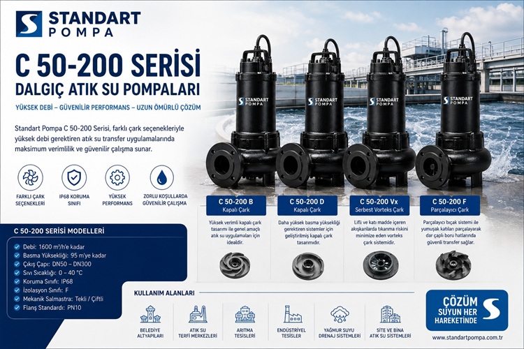 Standart Pompa C 50-200 Serisi Dalgıç Atık Su Pompaları: Teknik Özellikleri, Model Karşılaştırması ve Kullanım Alanları