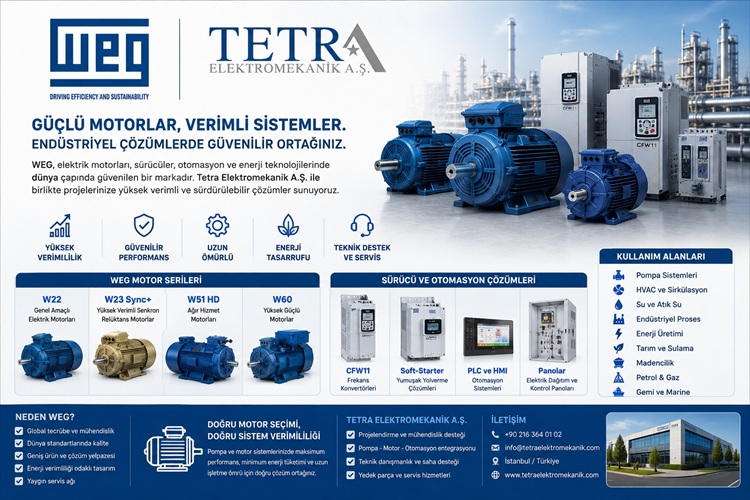 WEG Elektrik Motorları ve Endüstriyel Çözümler | Tetra Elektromekanik
