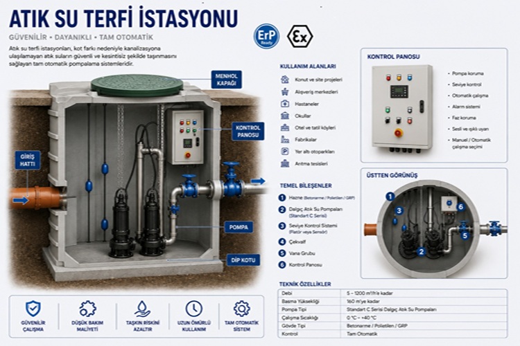 Atık Su Terfi İstasyonu Nedir?  Kullanım Alanları ve Çalışma Prensibi