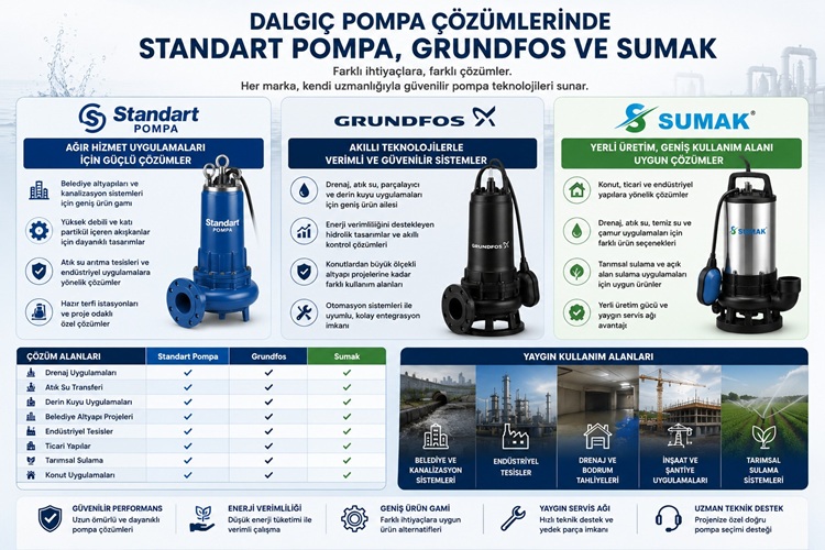 Dalgıç Pompa Çözümlerinde Standart Pompa, Grundfos ve Sumak