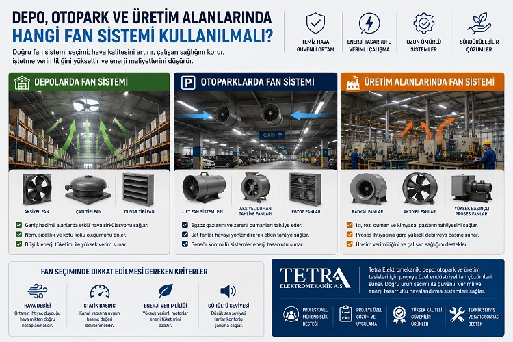 Depo, Otopark ve Üretim Alanlarında Hangi Fan Sistemi Kullanılmalı?