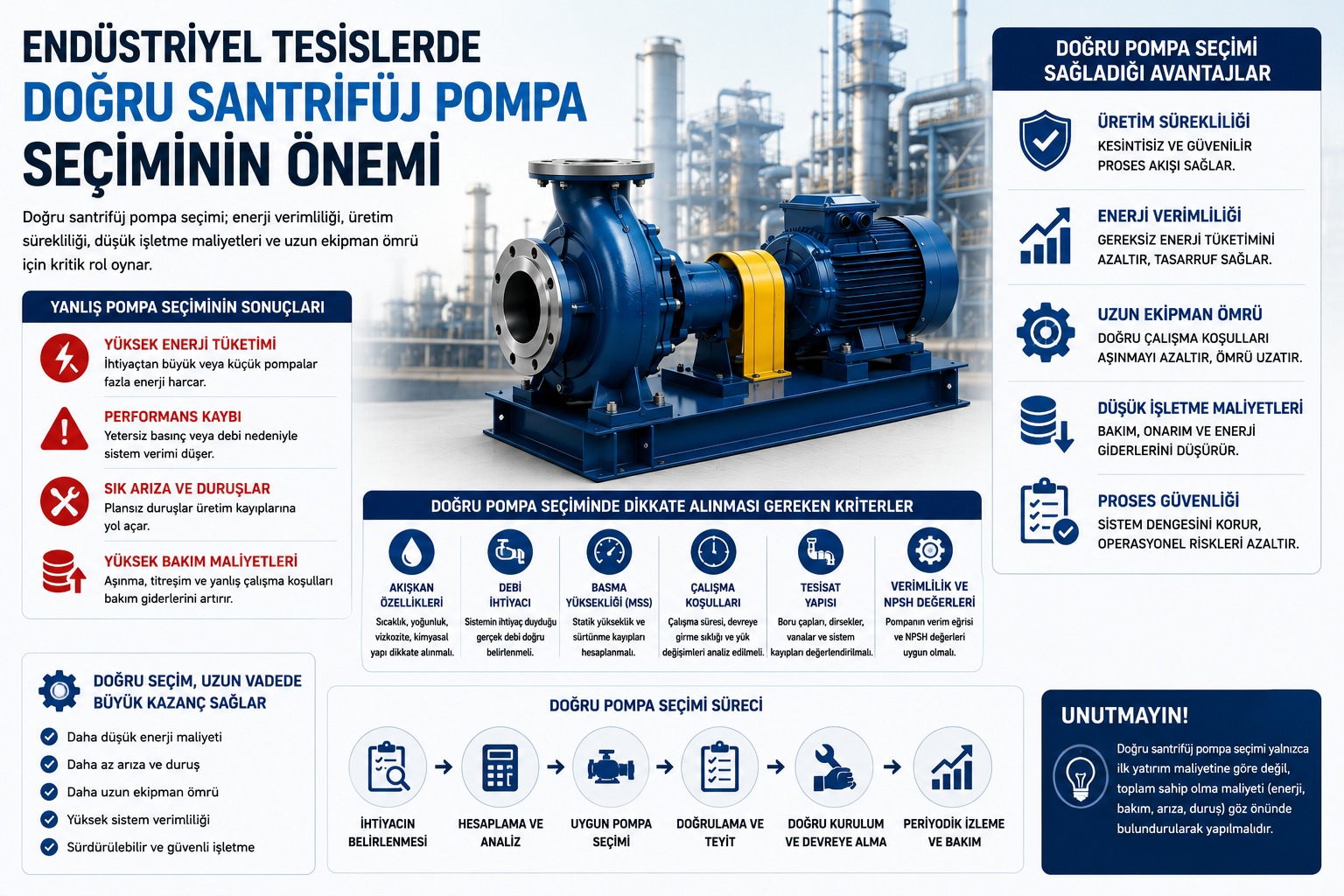 Endüstriyel Tesislerde Doğru Santrifüj Pompa Seçiminin Önemi