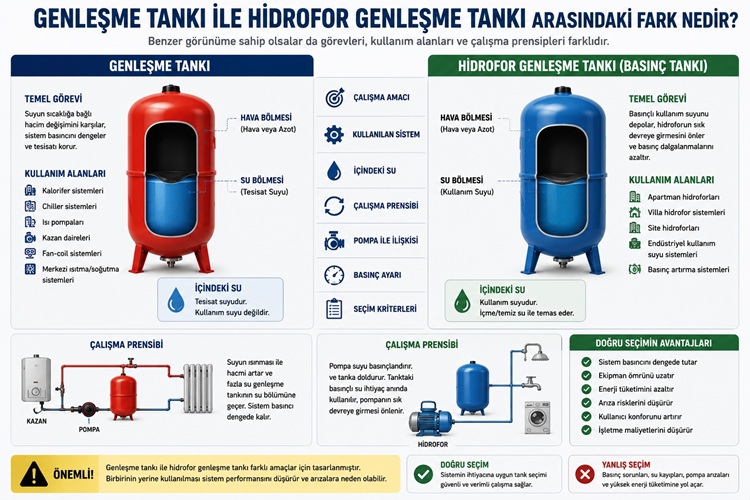 Genleşme Tankı ile Hidrofor Genleşme Tankı Arasındaki Fark Nedir?