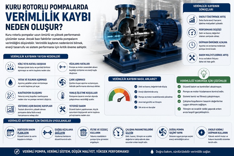 Kuru Rotorlu Pompalarda Verimlilik Kaybı Neden Oluşur?