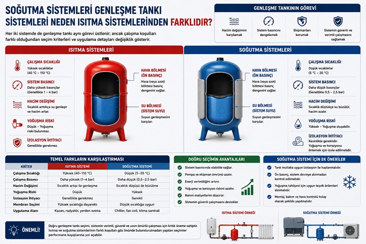 Soğutma Sistemlerinde Genleşme Tankı Isıtma Sistemlerinden Neden Farklıdır?