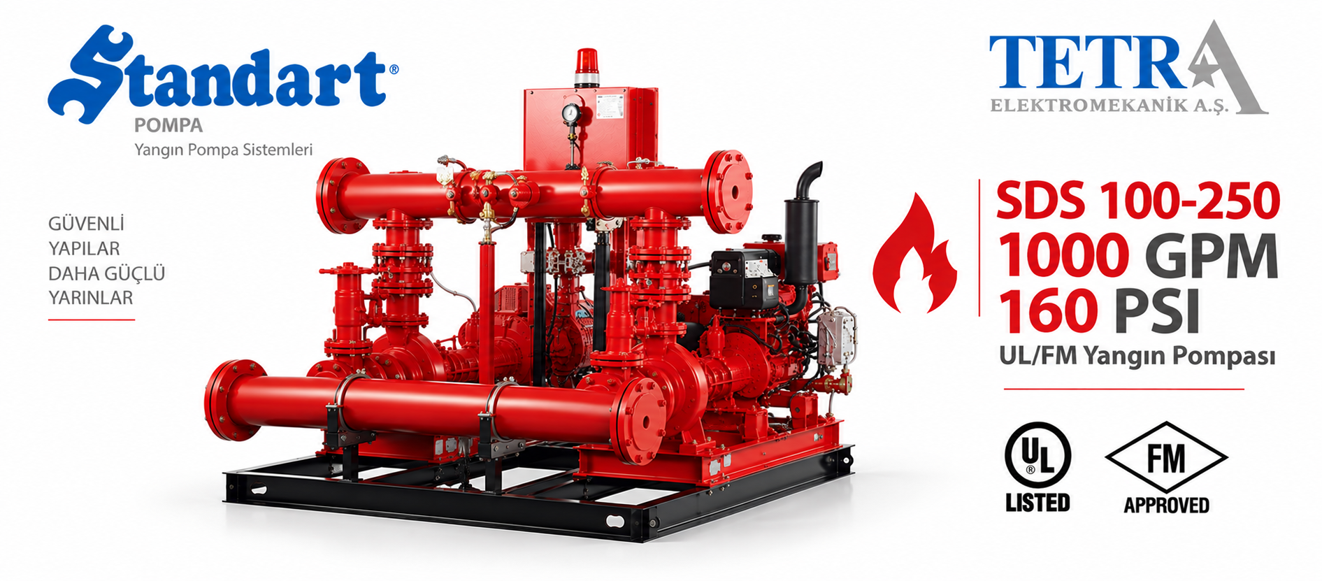 Standart Pompa SDS 100-250 1000 GPM 160 PSI UL/FM Yangın Pompası