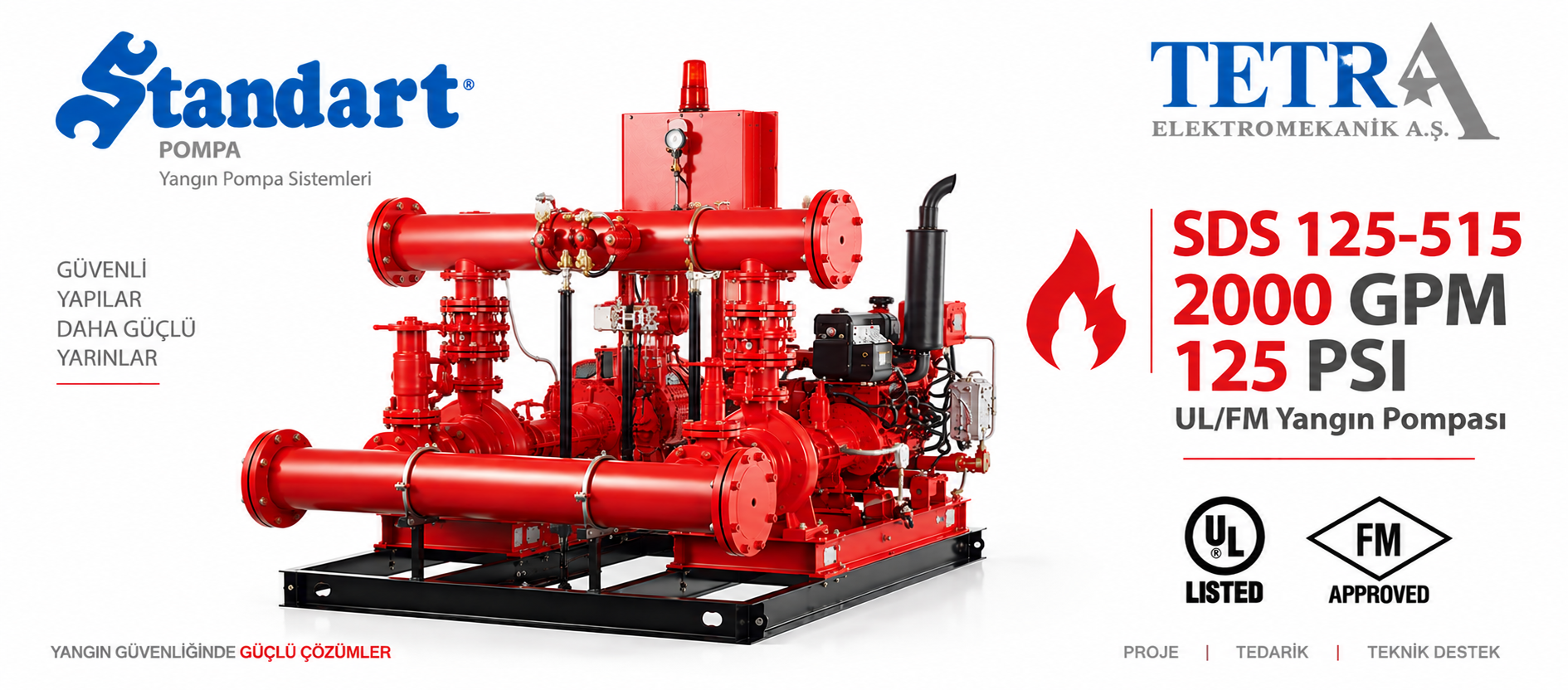 Standart Pompa SDS 125-515 2000 GPM 125 PSI UL/FM Yangın Pompası