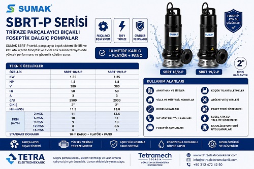 SUMAK SBRT-P Serisi Trifaze Parçalayıcı Bıçaklı Foseptik Pompalar | Tetra