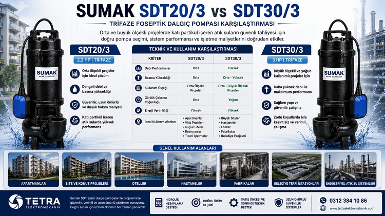 Sumak SDT20/3 ve SDT30/3 Trifaze Foseptik Dalgıç Pompaları Karşılaştırması: Hangi Model Hangi Proje İçin Daha Uygundur?