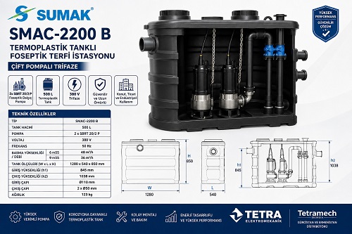 SUMAK SMAC-2200 B Çift Pompalı Foseptik Terfi İstasyonu 500 L