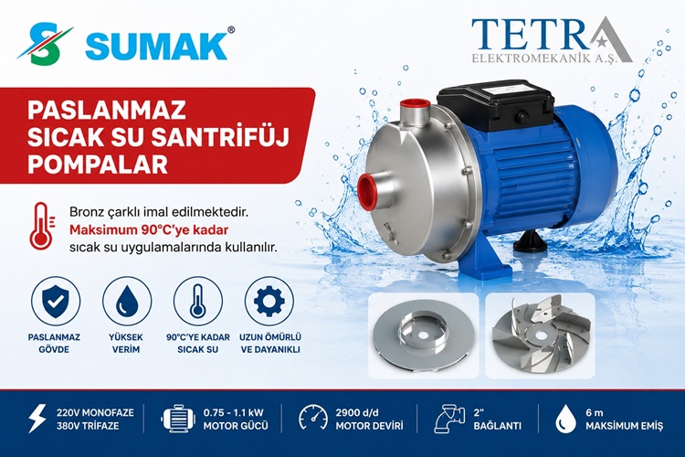 SUMAK SMINOX/A-150/2-S ve SMINOX/K-150/2-S Paslanmaz Santrifüj Pompalar