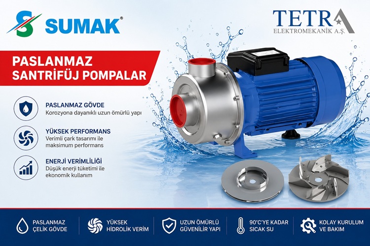 SUMAK SMINOX/A ve SMINOX/K 220-300-400 Paslanmaz Santrifüj Pompalar