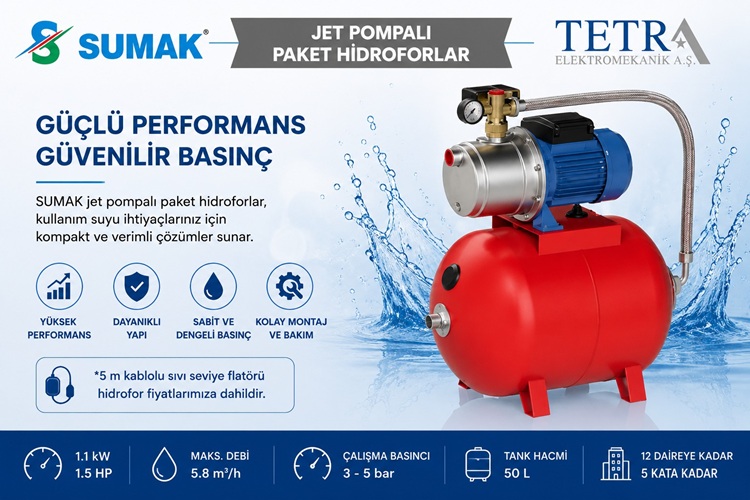 SUMAK SMINOXH 150/4 Paslanmaz Santrifüj Pompalı Paket Hidrofor