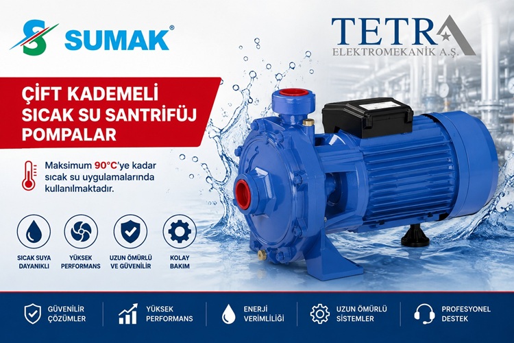 SUMAK SMK220-S, SMKT220-S ve SMKT300-S Çift Kademeli Sıcak Su Pompaları