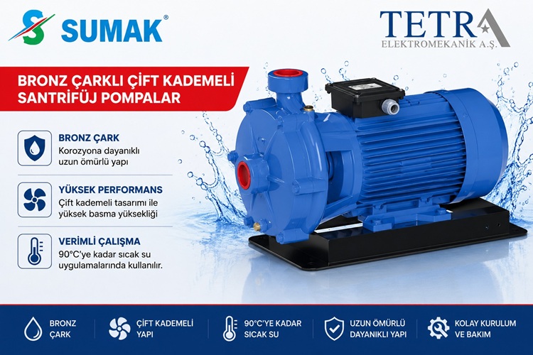 SUMAK SMKT550-B ve SMKT750-B Bronz Çarklı Çift Kademeli Santrifüj Pompalar