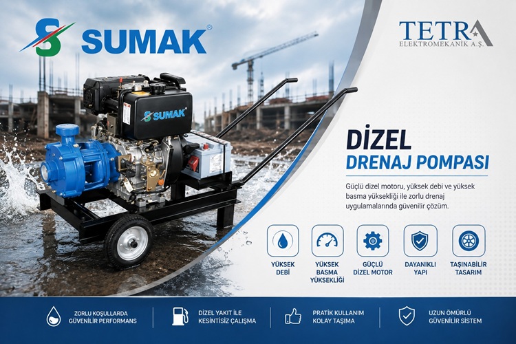 SUMAK SMKT750/2 D 7.5 HP Kademeli Dizel Motopomplar | Tetra