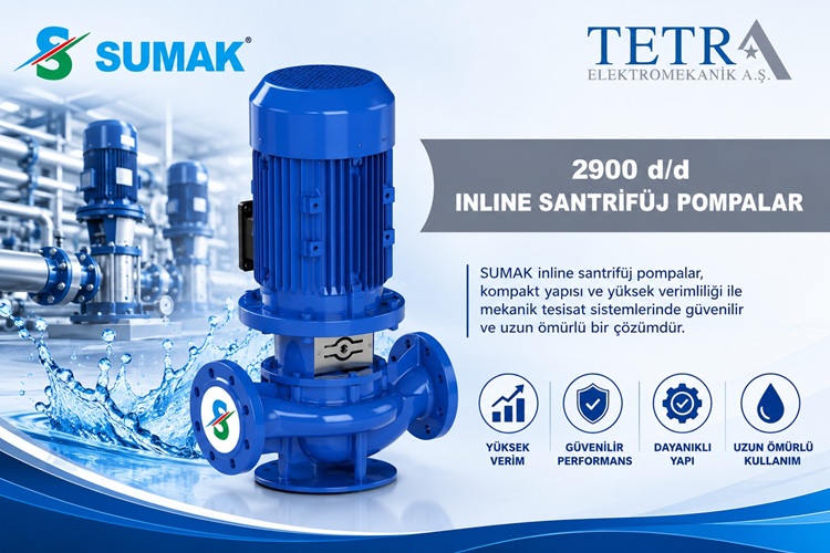 SUMAK SML160/50, SML200/50 ve SML250/50 2900 d/d Inline Santrifüj Pompalar