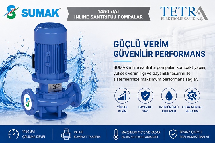 SUMAK SML160/65 ve SML160/80 1450 d/d Inline Santrifüj Pompalar