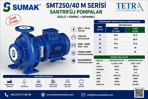 SUMAK SMT250/40 M 3 HP ve 4 HP Santrifüj Pompa