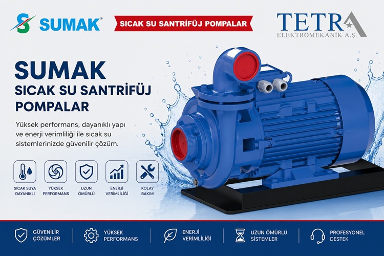 SUMAK SMT750/3-S, SMT1000/3-S ve SMT1500/3-S Sıcak Su Pompaları
