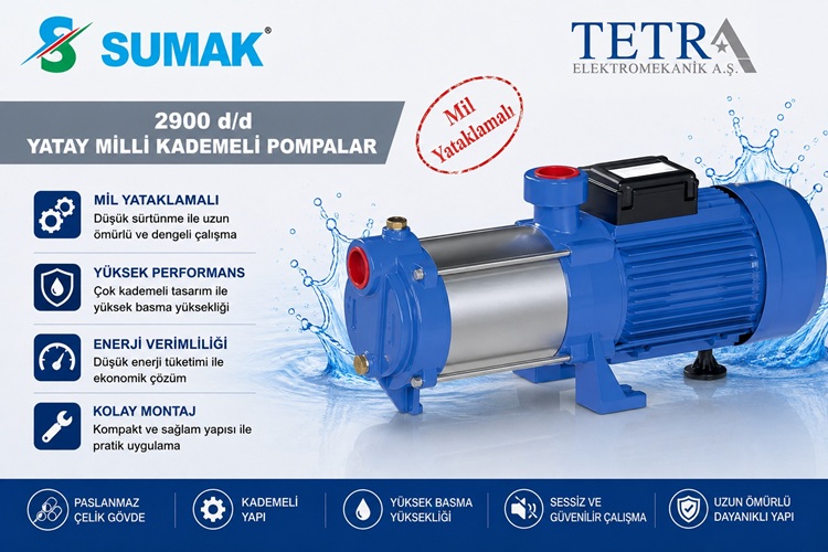 SUMAK SYM12 ve SYMT12 Noryl Çarklı Yatay Milli Kademeli Pompalar