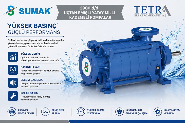 SUMAK SYT32/E Uçtan Emişli Yatay Milli Kademeli Pompalar