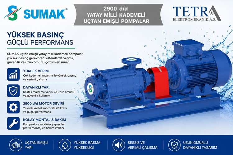 SUMAK SYT40/E Uçtan Emişli Yatay Milli Kademeli Pompalar