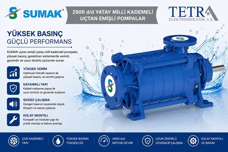 SUMAK SYT50/E Uçtan Emişli Yatay Milli Kademeli Pompalar