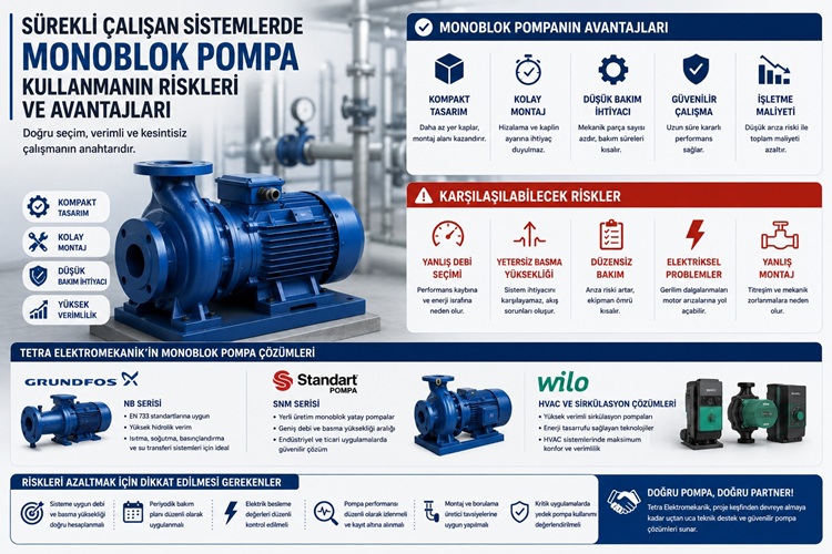 Sürekli Çalışan Sistemlerde Monoblok Pompa Kullanmanın Riskleri ve Avantajları