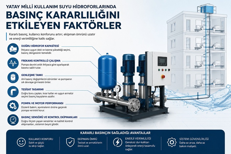 Yatay Milli Kullanım Suyu Hidroforlarında Basınç Kararlılığını Etkileyen Faktörler