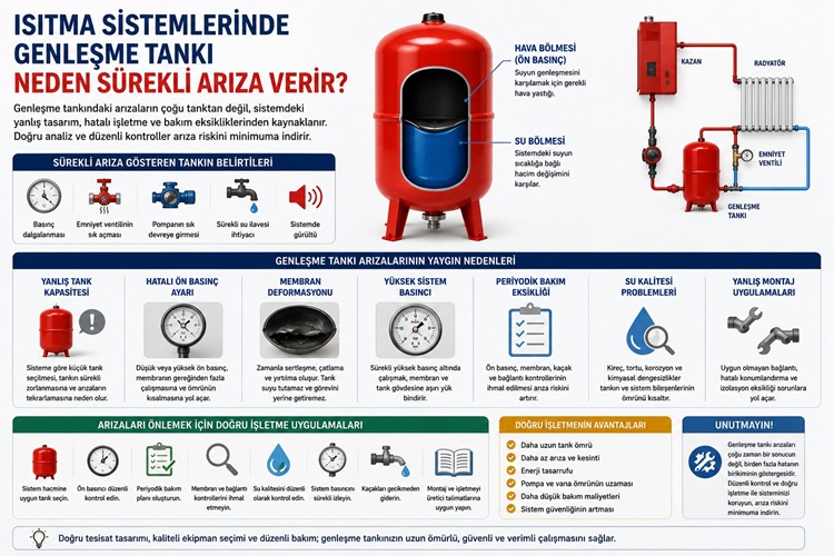 Isıtma Sistemlerinde Genleşme Tankı Neden Sürekli Arıza Verir? Yaygın Nedenler ve Çözüm Önerileri