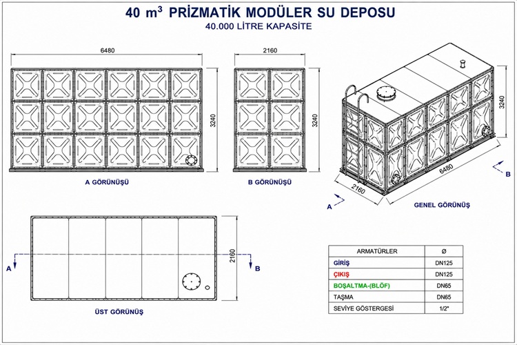 40 m³ Meksis Modüler Su Deposu